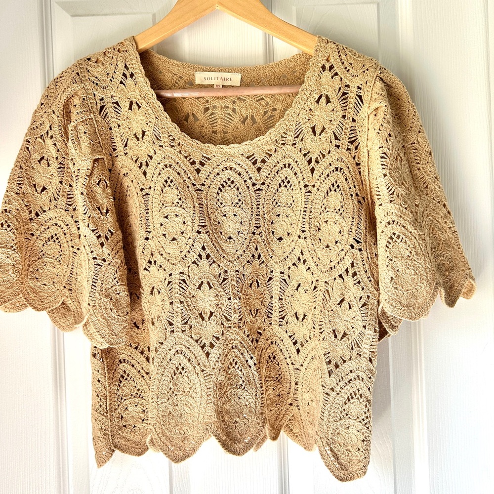 Solitaire Crochet Scalloped Cropped Top Boho